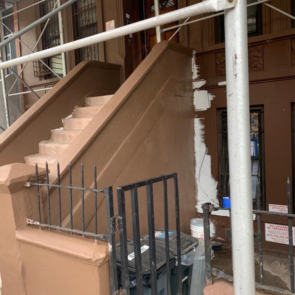 Brownstone facade restoration in Brooklyn before